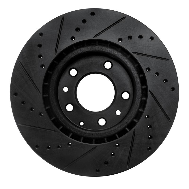 Mazda RX-8 Brake Rotor (1) - Front Right - R1 Concepts - Drilled & Slotted - Black - `04-`08